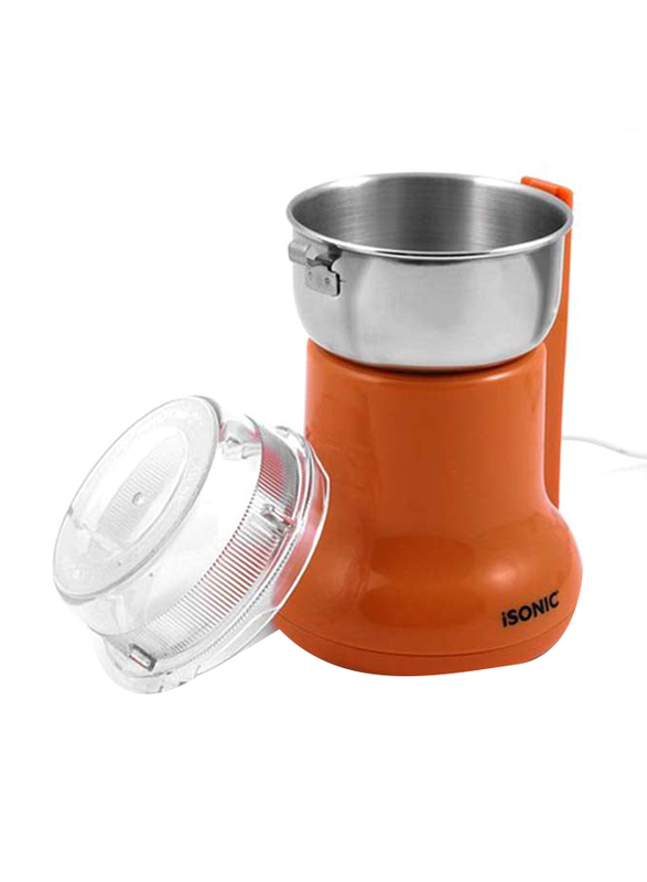 iSonic 200ml Food Coffee/Spices Grinder, 180W, IG 787, Polished Orange/Silver