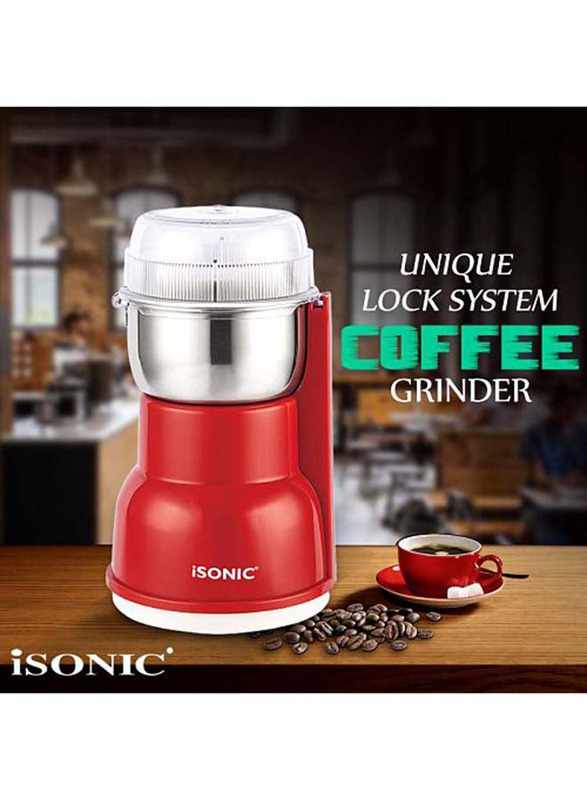 iSonic 300ml Coffee/Spices/Dried Fruits Grinder, 250W, IG 788, Red/Silver