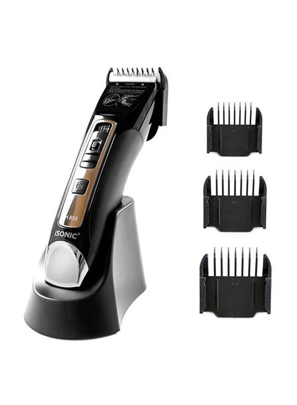 

Isonic Professional Rechargeable Cordless Hair Trimmer, 18cm, IH 836, Black