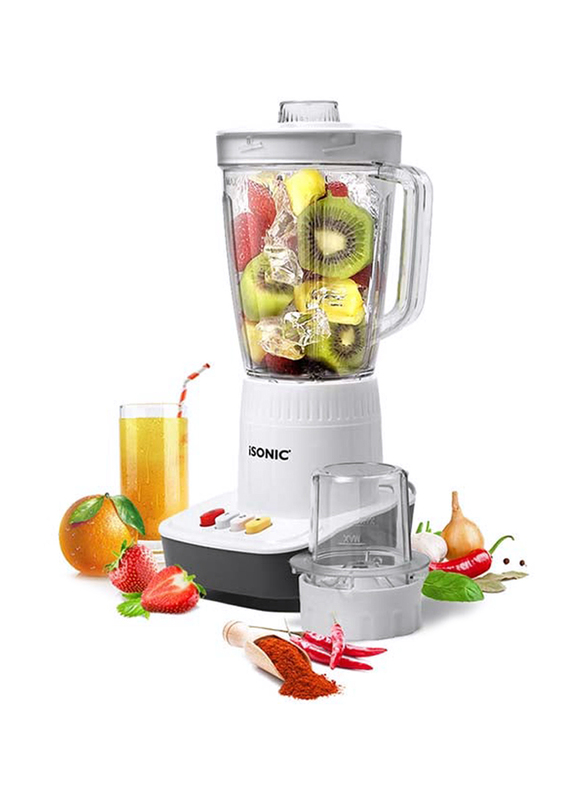 iSonic 1.6L 2-in-1 Plastic Blender with Mill, 400W, IB 709, Beige