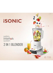 iSonic 1.6L 2-in-1 Plastic Blender with Mill, 400W, IB 709, Beige