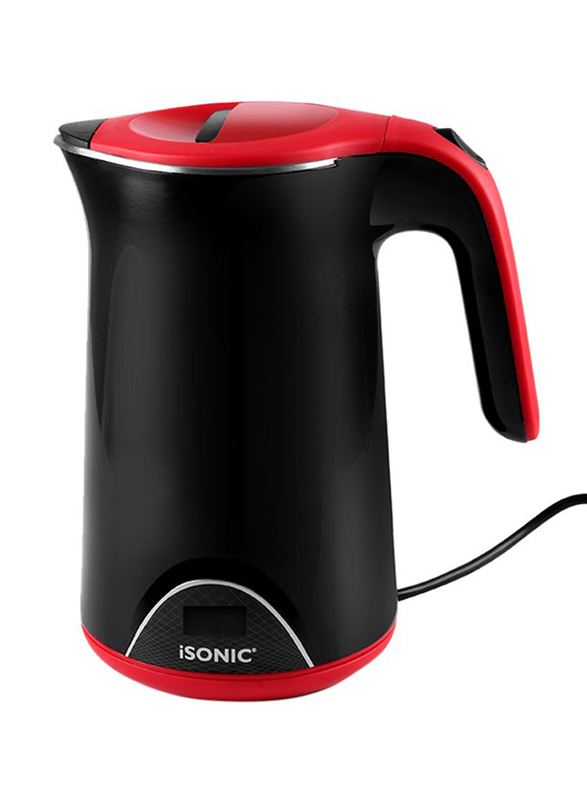 iSonic 1.7L Digital Display Double Wall Kettle, 2150W, IK 517, Black/Red