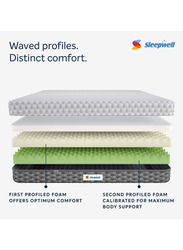 Sleepwell Dual Pro Profiled Foam Reversible Bed Gentle & Firm Triple Layered Anti Sag Foam Mattress, Queen, White
