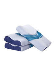Sleepwell Nexa Curves Pillow, 70 x 44cm, White/Blue
