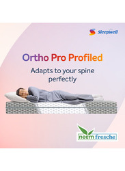 Sleepwell Ortho Pro Profiled Foam Impressions Memory Foam Mattress with Airvent Cool Gel Technology, Queen, White/Grey