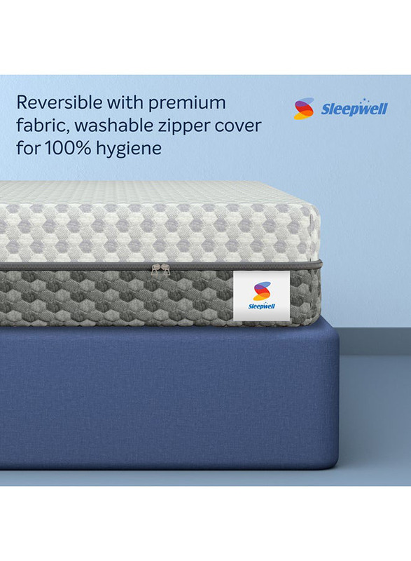 Sleepwell Dual Pro Profiled Foam Gentle & Firm Triple Layered Anti Sag Foam Mattress, King, White