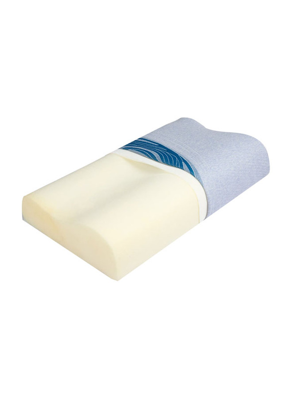 Sleepwell Nexa Curves Pillow, 70 x 44cm, White/Blue