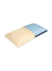 Sleepwell Naturalle Regular Latex Foam Pillows for Comfortable Head & Neck Support, 72.5 x 44.5 x 11cm, White/Blue