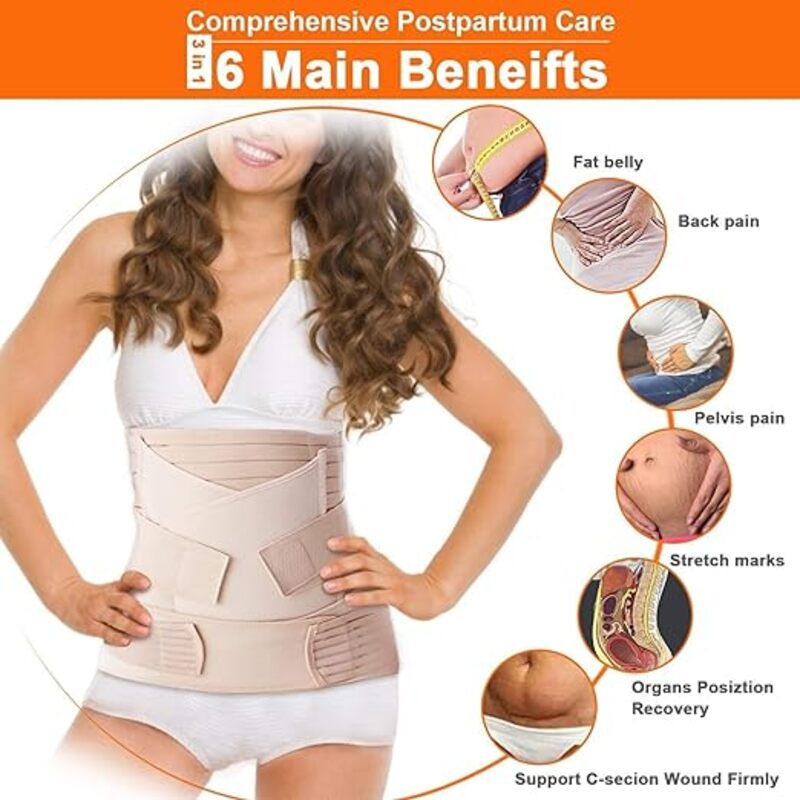 3 in 1 Postpartum Support Recovery Belly Wrap Waist/Pelvis Belt Body Shaper Postnatal Shapewear