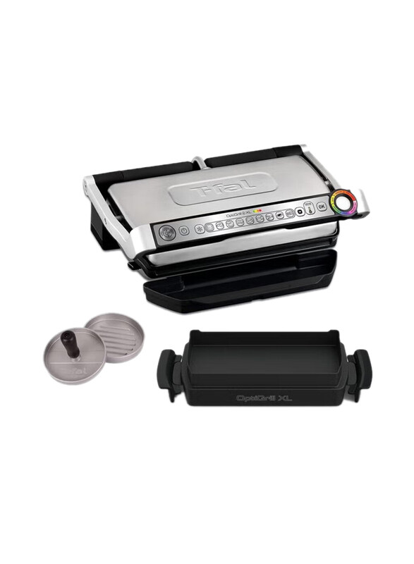 

Tefal OptiGrill+XL Electric Contact Grill with Snacking & Baking Tray & Hamburger Press, 2000W, GC722D/XA7278/W875, Black/Silver