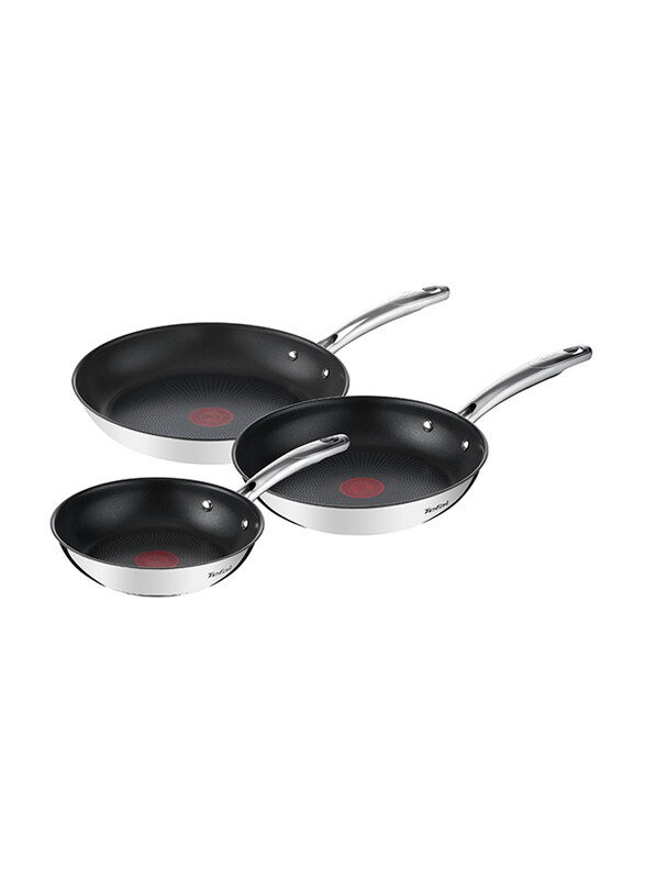 

Tefal 3-Piece Duetto Non-Stick Coating Built-in Temperature Indicator Frying Pan Set, G732S3, 14.5x32.5x49.5 cm, Black