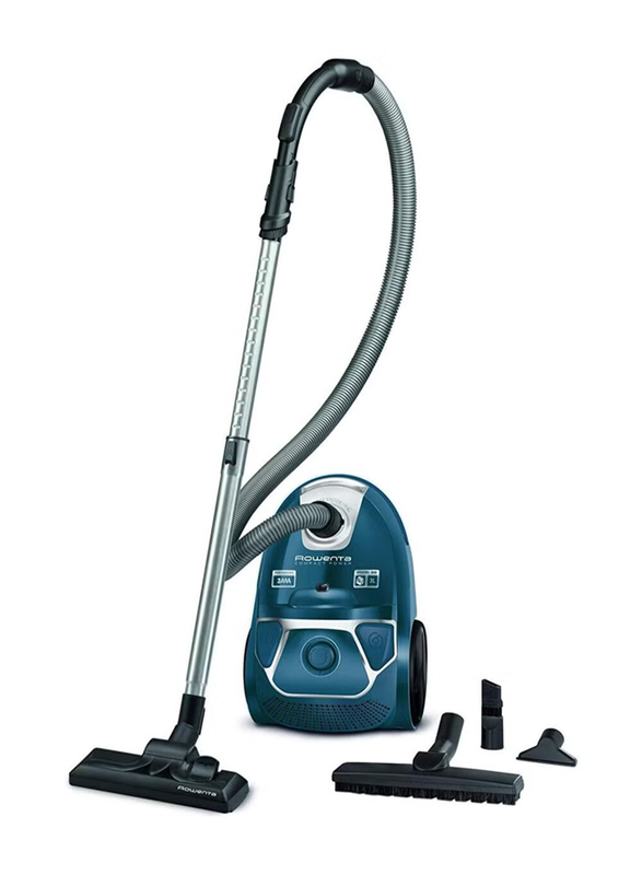 Rowenta Extremely Quiet Hygiene Filter Vacuum Cleaner with Bag and Parquet Nozzle, 3L, 750W, RO3950, Blue