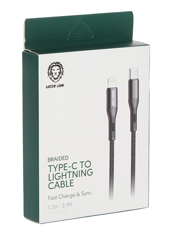

Green Lion 1.2-Meter Braided Lightning Cable, Lightning to USB Type-C, Black