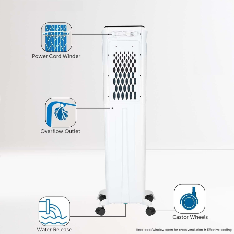 Khind 3-Sided Honeycomb Air Cooler with Remote, 30L, EACT303D-WK, White/Black