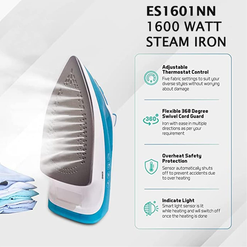 Khind Steam Iron, 1600W, ES1601NN, White/Blue
