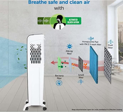 Khind 3-Sided Honeycomb Air Cooler with Remote, 30L, EACT303D-WK, White/Black