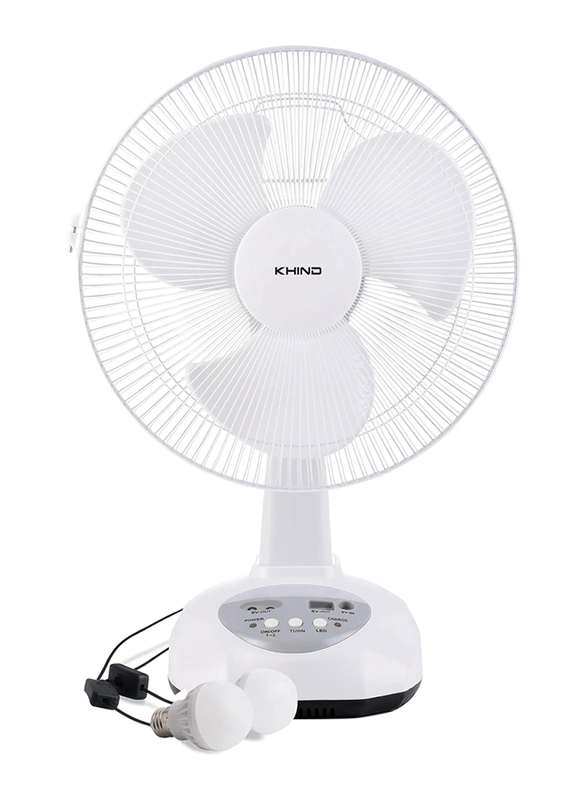 Khind Rechargeable Table Fan with Remote, 14 inch, TF12M3PEM, White