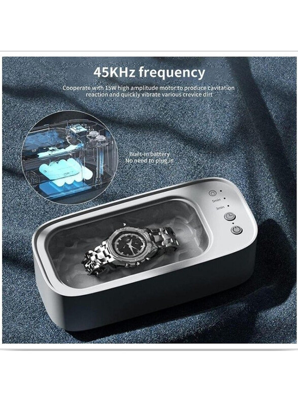 

Generic Rechargeable Jewellery Cleaner 45000hz with 3 Modes Cleaning Machine, White