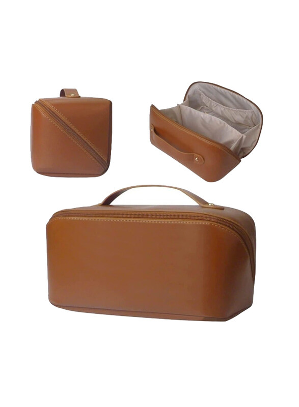 

Generic New Large Capacity Travel Cosmetic Case Makeup Bag, Brown