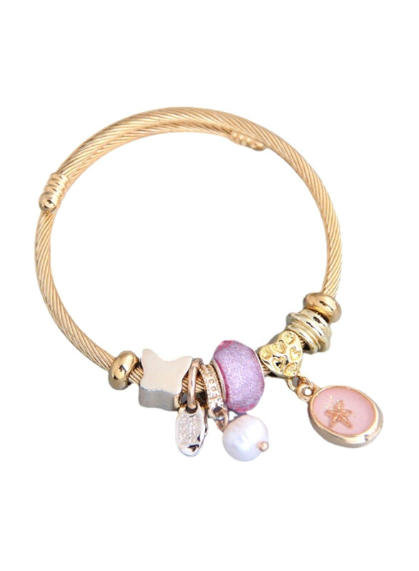 

Generic Gold Plated Delicate Bracelet Pink Stone, Gold