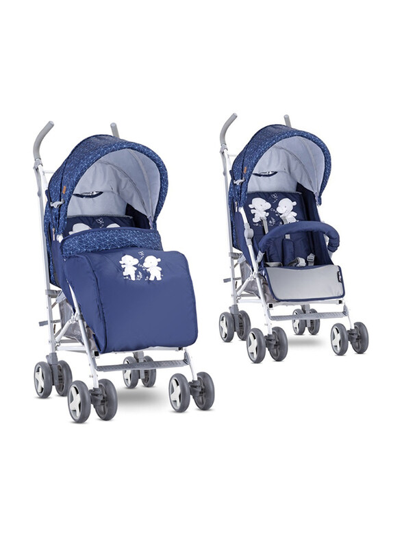 

Lorelli Ida Footcover Happy Hippo Baby Stroller, Dark Blue/Grey