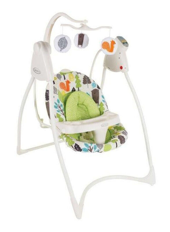 

Graco Lovin Hug W-Plug Baby Swing, Bear Trail, White/Green