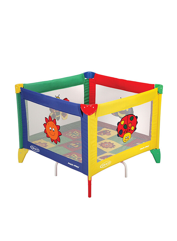 

Graco Pack 'N Play Quilt Play Pen, Square Bugs, Red/Green/Blue/Yellow
