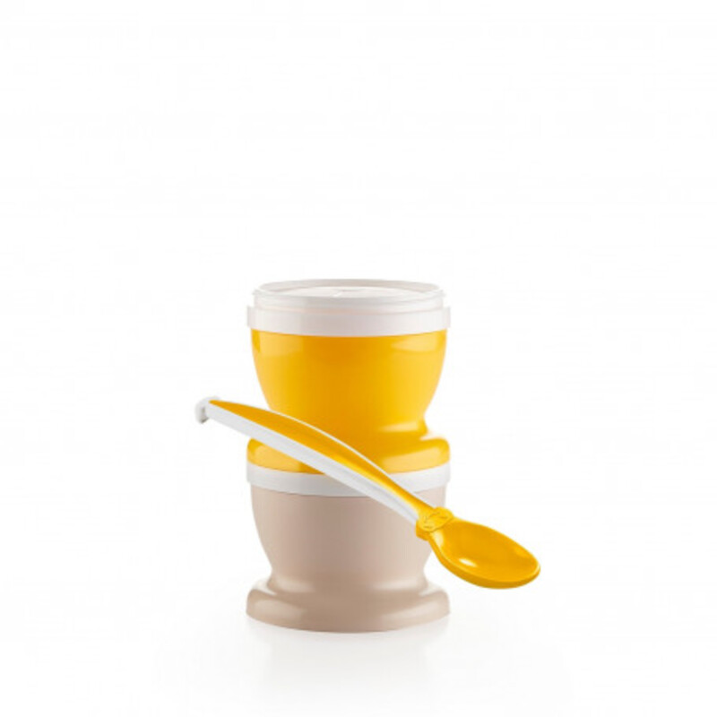 2 Layer Storage Food Jars W/ Spoon Yellow
