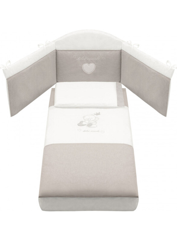

Cam 3-Pieces Cot Duvet Set for Baby, Bear, White/Grey