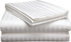 Single Bedsheet - Striped Bedsheet Set - 120x200cm - 2 Piece Set with 1 Flat Sheet and 1 Pillowcases White