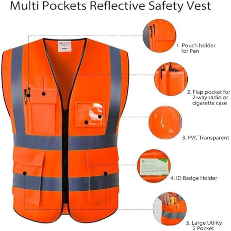 High Visibility Multi-Pocket Vest - Ultimate Safety in Bright Orange