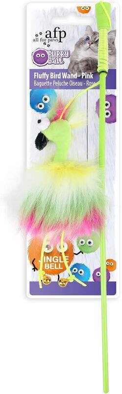 

All For Paws Furry Ball Fluffy Bird Wand Pink