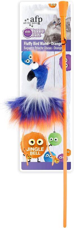 

All For Paws Furry Ball Fluffy Bird Wand Orange