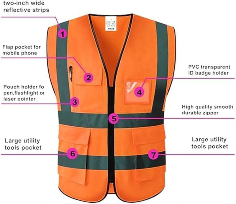 High Visibility Multi-Pocket Vest - Ultimate Safety in Bright Orange