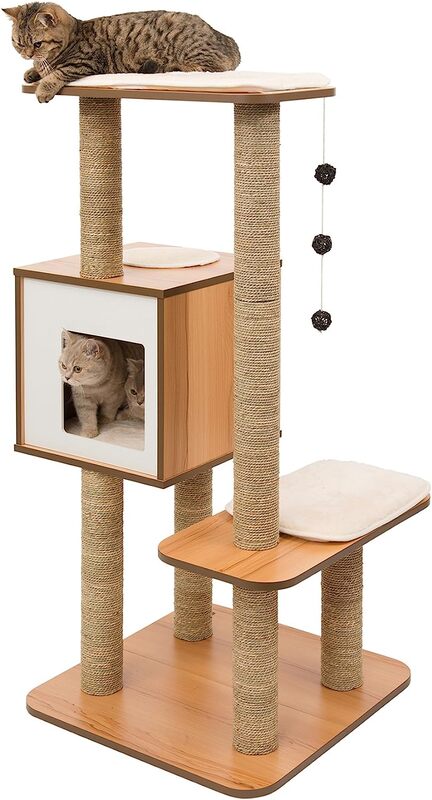 Premium Cat Furniture V High Base Walnut