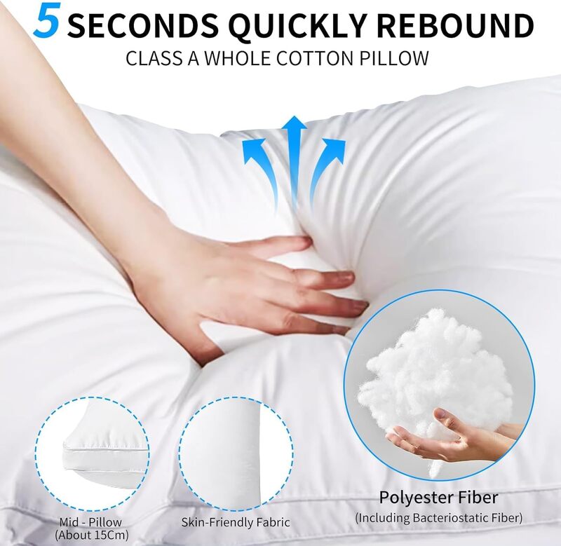 2 Pack, Queen Size Hight Density Down Alternative Hotel Quality Pillows