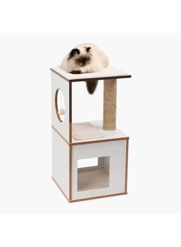صندوق من أثاث القطط الفاخر باللون الأبيض