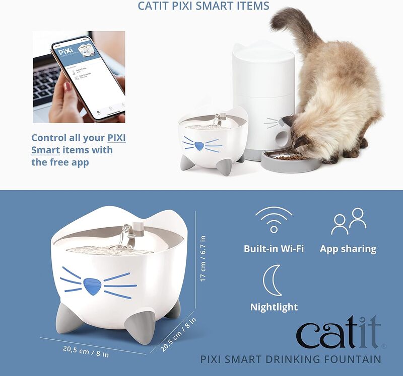 Catit PIXI Smart Fountain with Stainless Steel Top 2L White