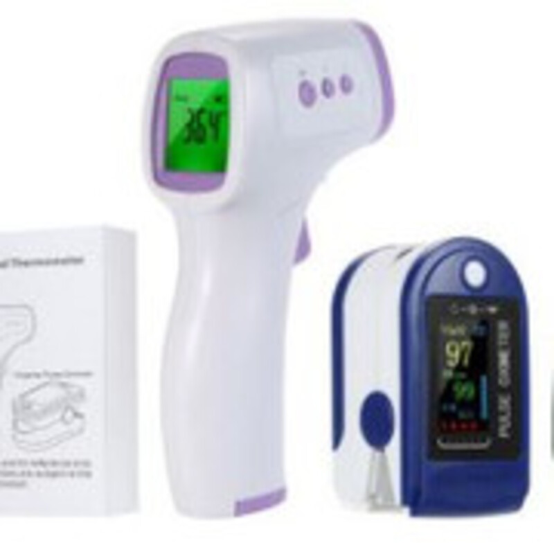 Digital Forehead Thermometer Plus Digital Fingertip Pulse Oximeter Blood Oxygen