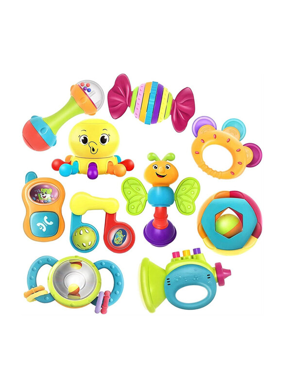 

ZeeSquare 10-Piece Baby Teether Rattle Early Educational Toys Play Set for Baby