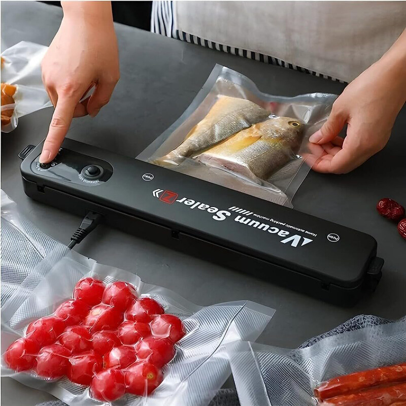 

ZeeSquare Vacuum Food Sealer Machine with 15 Sealing Bags, Air Sealing System for Food Preservation Storage, Black