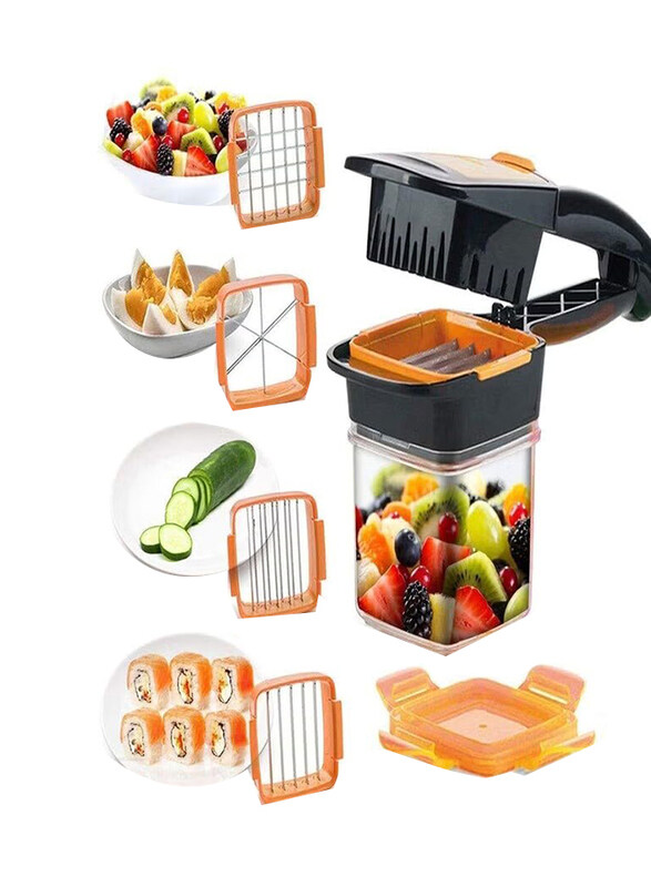 

Zeesquare 5-in-1 Portable Handheld Food Preparation Kitchen Slicer, Black/Orange