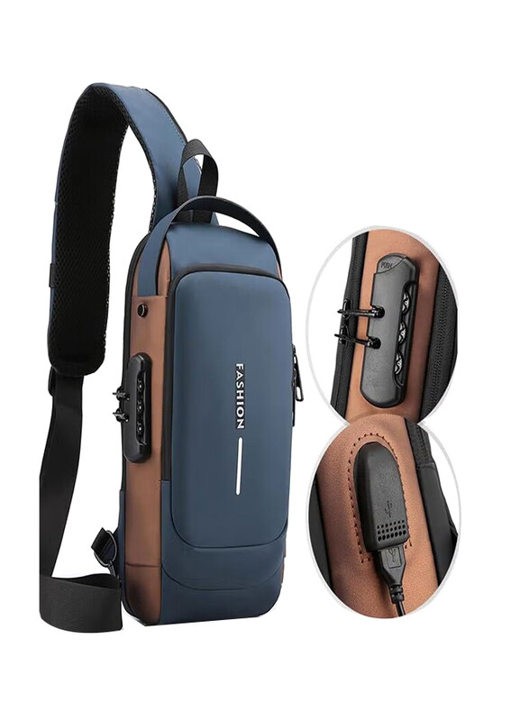 

Generic Shoulder Bag USB Charging Sport Anti-theft Travel Backpack, Blue