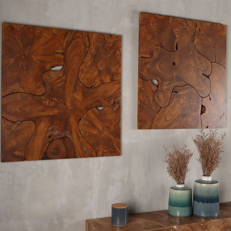 Ligna Furniture Teak Slice Wall Art, Brown