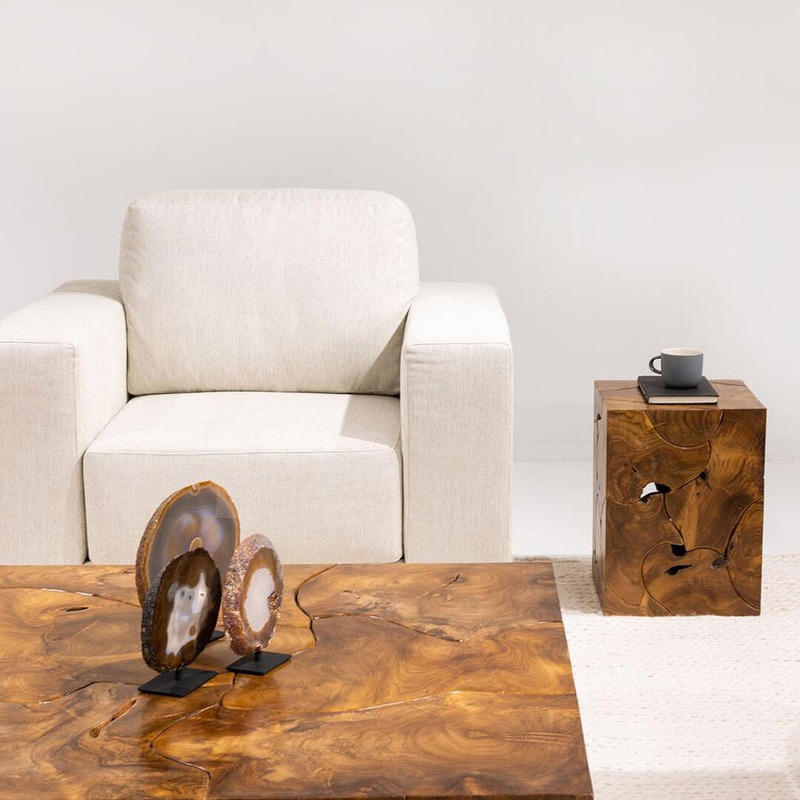 Ligna Furniture Teak Slice Side Table, Light Brown