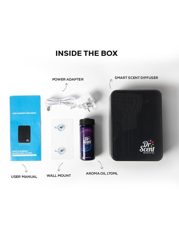 Combo Pack - Essential Oil Smart Scent Diffuser Fragrance Machine (Black) With Diffuser Aroma Oil - Address (170ml)