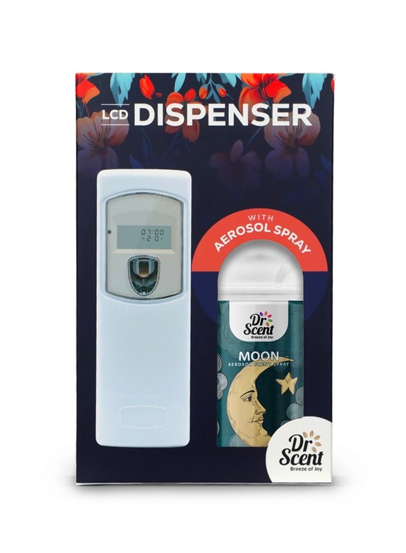 Dr Scent Breeze of Joy, Combo , Automatic Air Freshener Spray Dispenser LCD with 300 ml Aerosol Spray Refill , Long-Lasting Fragrance for Home & Office. (Moon)