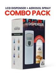 Dr Scent Breeze of Joy, Combo , Automatic Air Freshener Spray Dispenser LCD with 300 ml Aerosol Spray Refill , Long-Lasting Fragrance for Home & Office. (Gold)