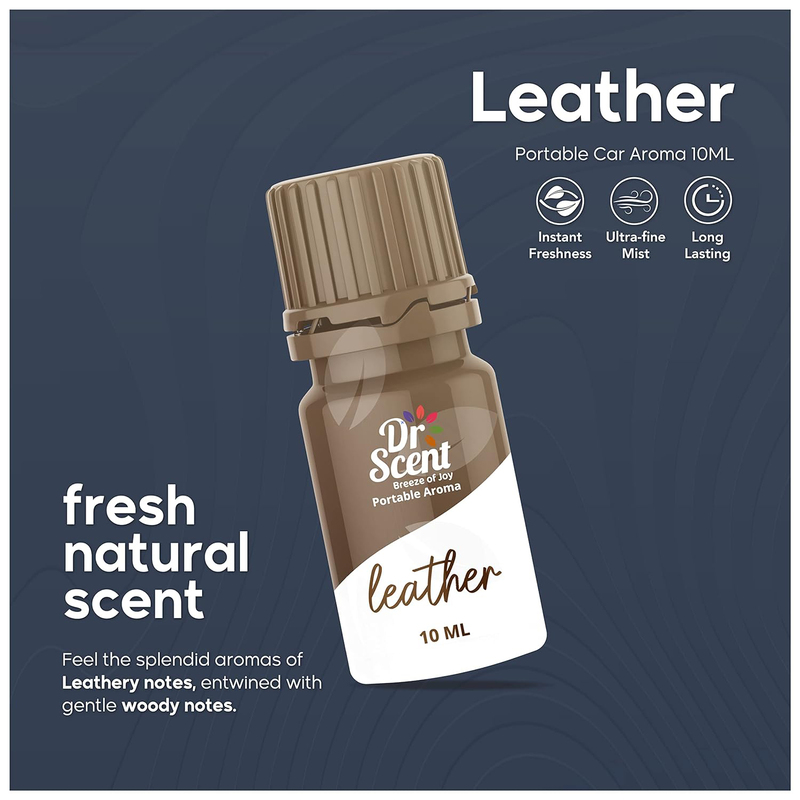 Dr Scent Portable Leather Aroma, 10ml, Brown/White