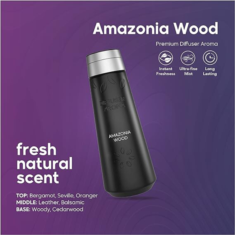 Dr Scent Premium Aroma Diffuser Oil, 450ml, Amazonia Wood, Black